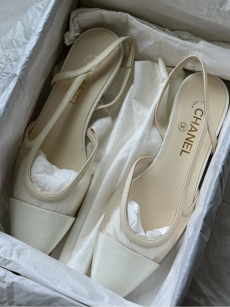 Chanel Mesh Slingback Twotone Flat Sandals